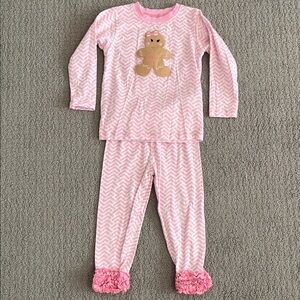 🩷 Marie Nicole Girls Christmas PJ Set Pink Gingerbread Kids Pajamas Size 3T